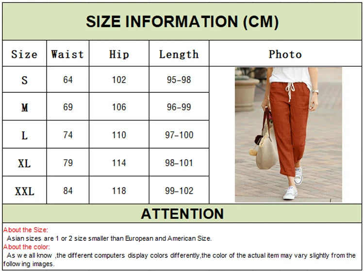 2026 Casual Pants Women Spring Summer Solid Color High Waist Drawstring Elastic Ankle-Length Pants Female Pockets Harem Trousers