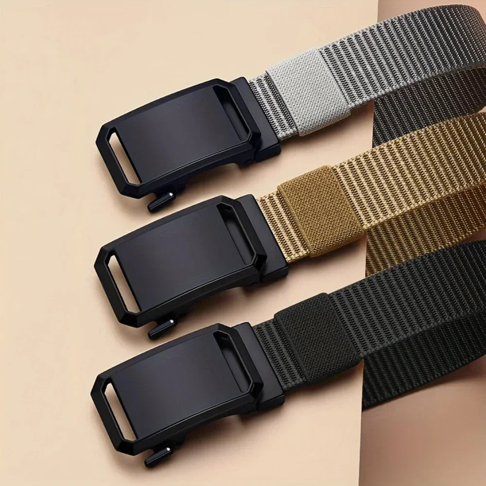 2025 New Automatic Buckle Belt, Canvas Tactical Workwear Casual Outdoor Military Training Pants Belt For Men
