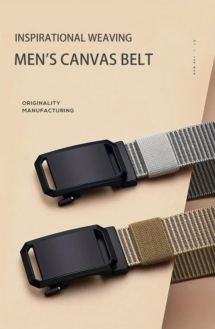 2025 New Automatic Buckle Belt, Canvas Tactical Workwear Casual Outdoor Military Training Pants Belt For Men