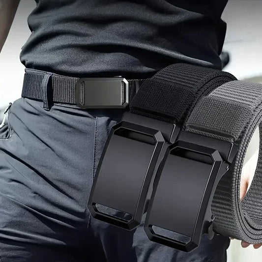 2025 New Automatic Buckle Belt, Canvas Tactical Workwear Casual Outdoor Military Training Pants Belt For Men