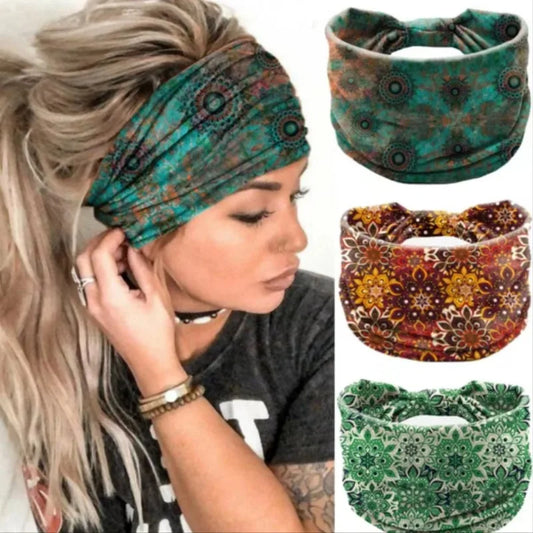 1PC New Bohemian Hair Bands Personalized Headbands Elastic Bundle Sweat Absorbent Breathable Female Wide Edge Headwear